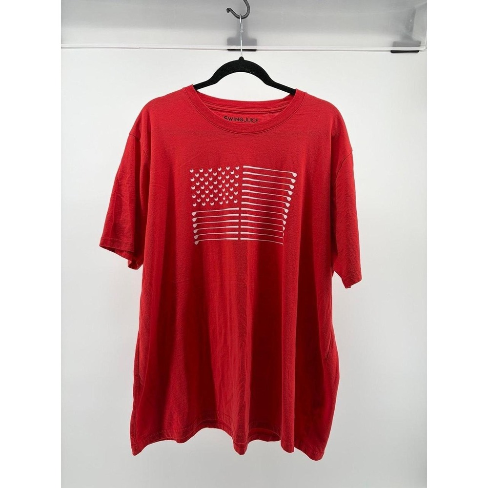 Swing Juice Red T-Shirt, American Flag Golf Club Design, Men's Size 2XL S192